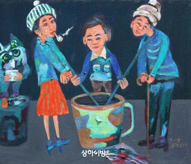 Measure Your Conscience 양심을 재 드립니다.. oil on canvas, 2015, 53.3×45.8cm,