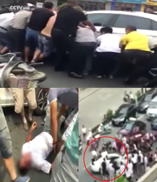 오토바이를 몰고 가다 사고를 당해 차 바퀴 아래 깔린 남성을 지나가던 시민들이 구해내는 ‘영웅적’인 영상이 공개돼 박수를 받고 있다.