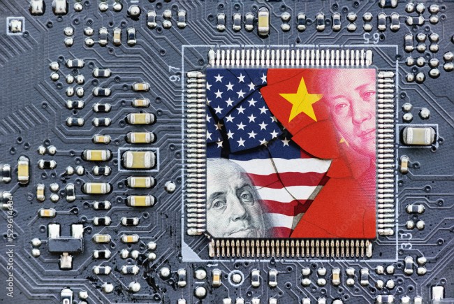 [사진출처= Flag of USA and China on a processor, William W. Potter, Adobe Stock]